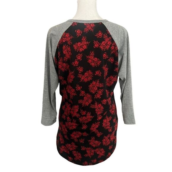 LulaRoe Womens Small 3/4 Sleeve Raglan Baseball Floral Tee - Picture 2 of 7